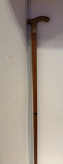 Vintage Wood & Solid Brass Derby Scroll Cane Walking Stick 35″ # 7196