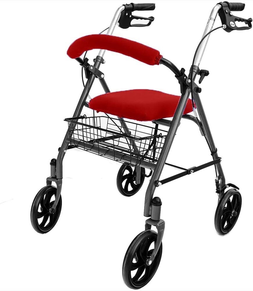 Fundas Universales Para Asiento Y Respaldo De Andador Con Andador (Rojo)