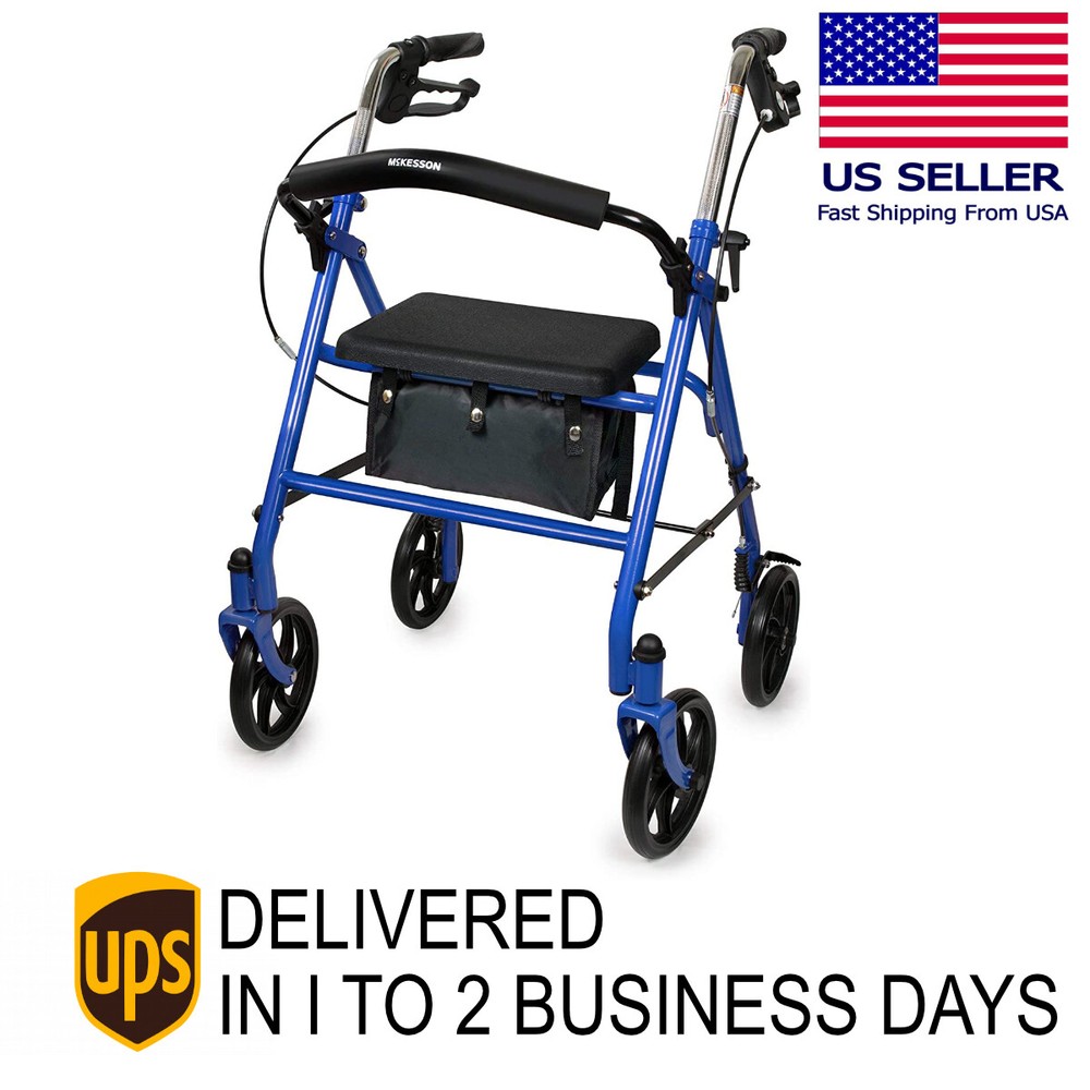 McKesson Rollator Walker with Seat and 4 Wheels, Steel Durable