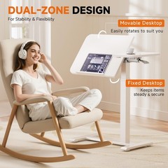 Overbed Bedside Table with Wheels,Tiltable Hospital Bed Table Over The Bed, P…