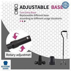 Adjustable Folding Walking Cane for Seniors Black Aluminum 29 to 37 Inch Heavy