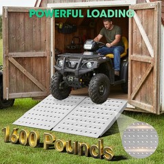 2 Pack 36″ x 24″ Heavy Duty Aluminum Shed Ramp, Loading for Mowers, ATV, Silver