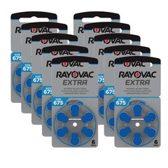 Rayovac Extra Advanced Hearing Aid Batteries 60 Pack Size 675 Blue Tab