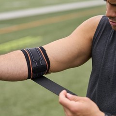 Compression Knit Tennis/Golf Elbow Sleeve with Support and Strap, Black/Grey,…