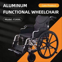 Aluminum Alloy Transport Wheelchair. 20″ Seats. With front and Rear Locking Hand