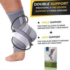 Adjustable Ankle Support Brace Gray, Size M, 1 Unit
