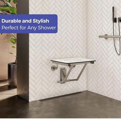 Stardrix 18″ x 16″ ADA Compliant Phenolic White Folding Shower Seat Bench, Wall