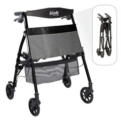 Stander Wonder Rollator Plus Short Folding Walker Seat Lightweight Black.