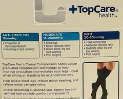 TopCare Health Mens Casual Compression Socks Knee High Black X-Large Made In USA