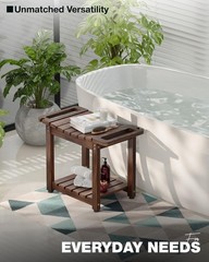 23″ Teak Shower Bench Teak Shower Stool Curved Seat,Wooden Stool for Bathroom,Te