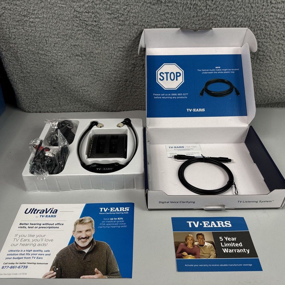 OPEN BOX TV Ears 11741 5.0 Digital Wireless In-Ear Hearing System Black TV Audio