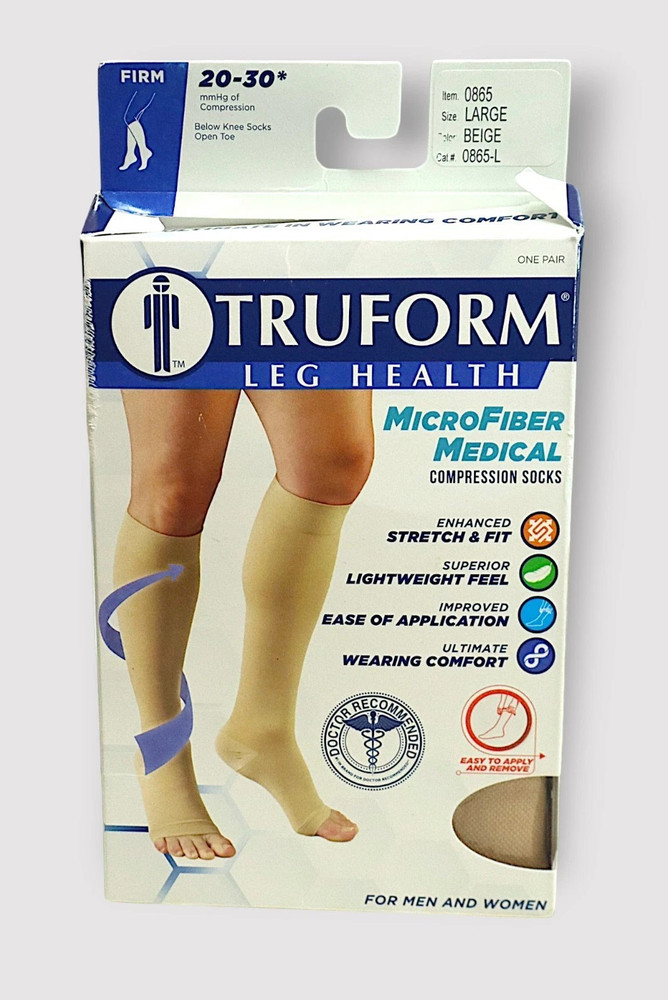 Truform Leg Health MicroFiber Medical 20-30 Firm (Large- Beige – 0865)