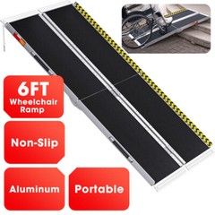 6FT Portable Wheelchair Ramp Folding Handicap Aluminum Mobility Ramp Non-Slip