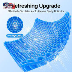 Gel Seat Cushion, Cooling Seat Cushion (Super Large & Thick), Breathable Honeyco