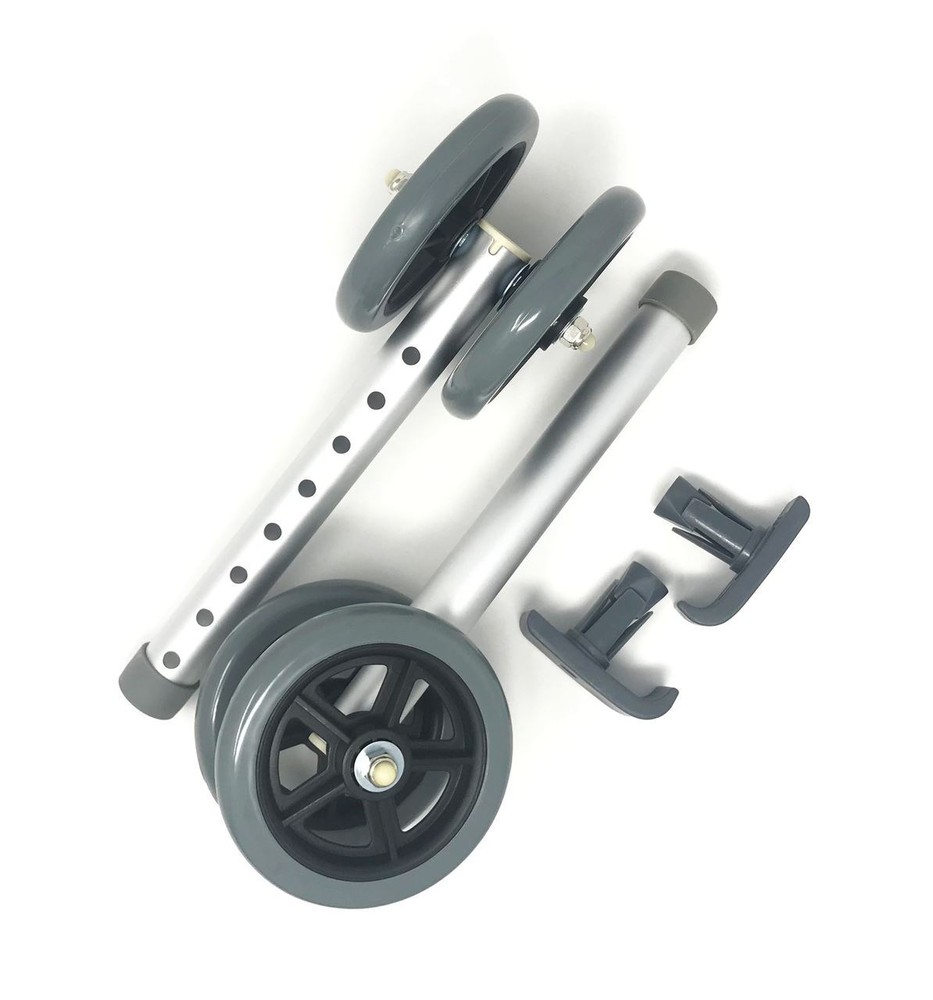Heavy Duty Bariatric 5″ Walker Wheel Kit with Universal Flexfit Universal Ski Gl