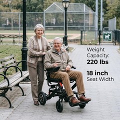 220 Lbs Lightweight Electric Wheelchair 16″ Seat,9.3 Miles Range,Flip-Up Armres