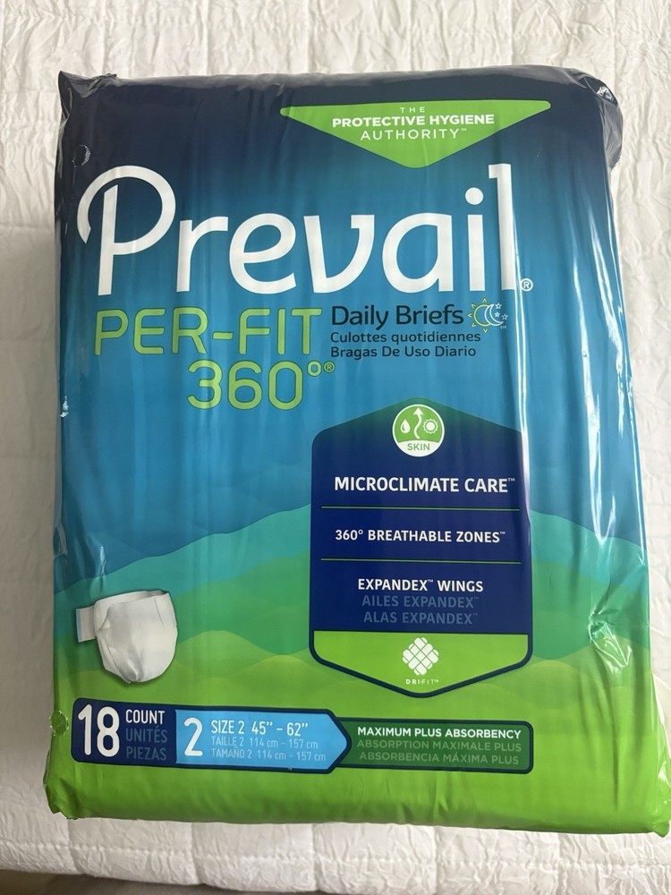 Prevail Per-Fit 360 Daily Briefs Size 2 45-62″ Maximum Plus Absorbency 18 Count