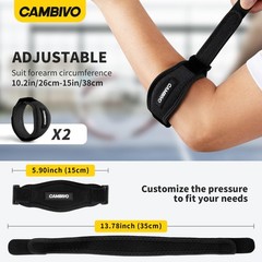 CAMBIVO 2 Pack Tennis Elbow Brace for Men & Women, 2 Count (Pack of 1), Black