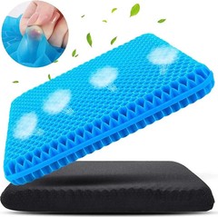 Double Thick Gel Seat Cushion with Non-Slip Cover / Breathable Comfort 2.5 CM