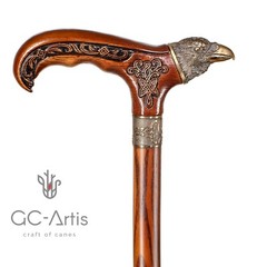 Raven Walking Stick Cane Solid Bronze Brass Metal Staff Wooden Handle Shaft