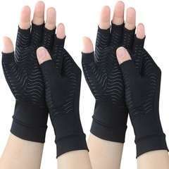 2 Pairs Compression Gloves for Arthritis Pain Relief, Fingerless Anti-Slip Hand