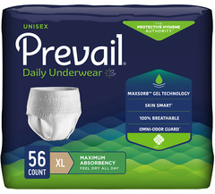 Prevail Super Plus Underwear X-Large Silky-Soft Case of 56