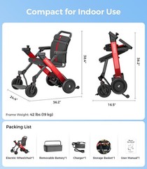 Foldable Electric Wheelchair for Adults & Seniors, Power Wheelchair Walker Co…