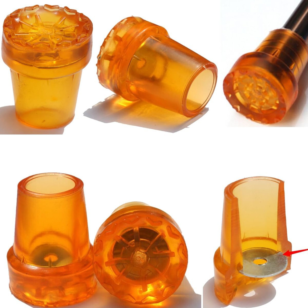 6 Pack Cane Tips 19Mm 3/4″ + 7/8″ 22Mm Orange Rubber End Caps Heavy Duty with Me