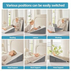 Nordjager Wedge Pillow for Sleeping & – 10 inch, Grey & White