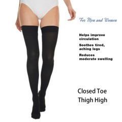 Thigh High Compression Stockings, Closed Toe, Firm Support 30-40 mmHg Gradient