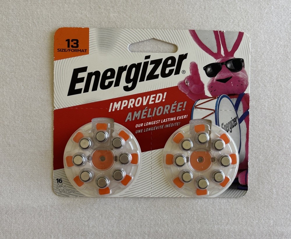 Energizer Size 13 Hearing Aid Batteries – NEW – 16 Batteries