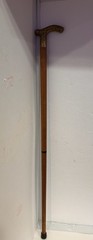 Vintage Wood & Solid Brass Derby Scroll Cane Walking Stick 35″ # 7196