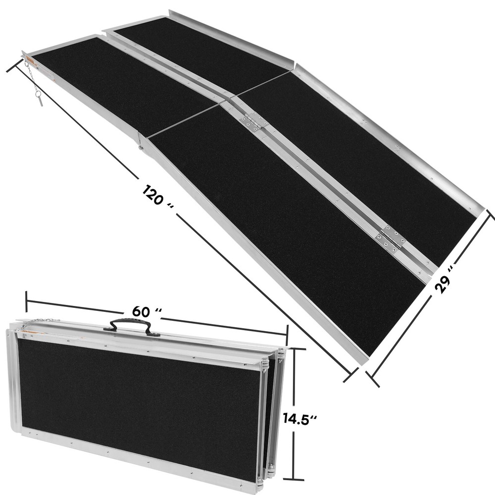 10FT 600 LB Aluminum Multi-Folding Wheelchair Scooter Mobility Ramp Portable