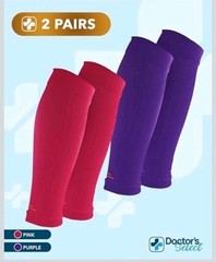 Doctors Select 2 Pairs Copper Calf Leg Compression Sleeve XXL Pink Purple Unisex