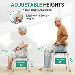 Popwise Raised Toilet Seat Handles 500 Lb Anti-Wobble Frame Easy To Install