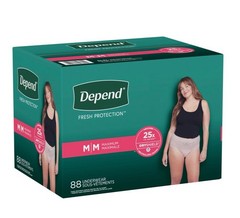 Depend Fresh Adult Incontinence & Postpartum Women’s Size M, 88 Count – NEW