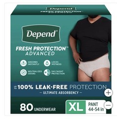 Men Extra Large Depends Protection Plus Ultimate Underwear 80 Count 44 -54 waist
