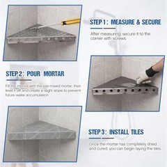 Floating Corner Shower Bench Kit, 17″ x 17″ x 24″ Wall Mounted Shower Seat