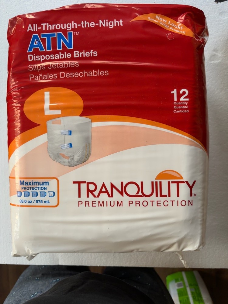 Tranquility ATN Unisex Disposable Briefs Large L 45″-58″ 12 Ct Max Absorbency