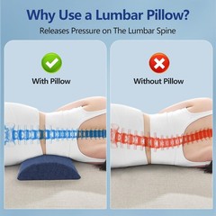 Lumbar Support Pillow Memory Foam Large 3.15×23.6 Inches Back Lower Pain Relief