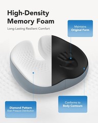 Ergonomic Memory Foam Cushion for Office Chair – Sciatica & Tailbone Support