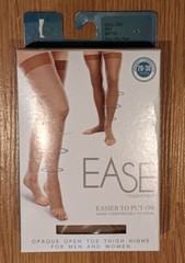 Lot of 2 NIB Thermafirm Ease Opaque Open Toe Thigh Highs Sand 54710 – Small Long