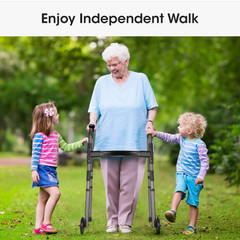 MaxKare Folding Walker with Wheels 30.5″-37.5″ Adjustable 300 lbs