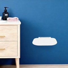 White ABS 90° Folding Shower Seat Bench Wall Mounted Seat Foldable Shower Seat