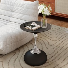 Funecy Metal Round End Tablemodern Pedestal Tablecorner Drink Tablesaccent Side