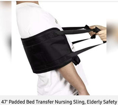 Padded Transfer Belt w/ Handles, Breathable Anti-Slip Grip, Black 47.2 in