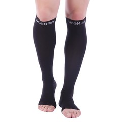 Doc Miller Open Toe Compression Socks 15-20 mmHg Recovery Varicose Veins BLACK