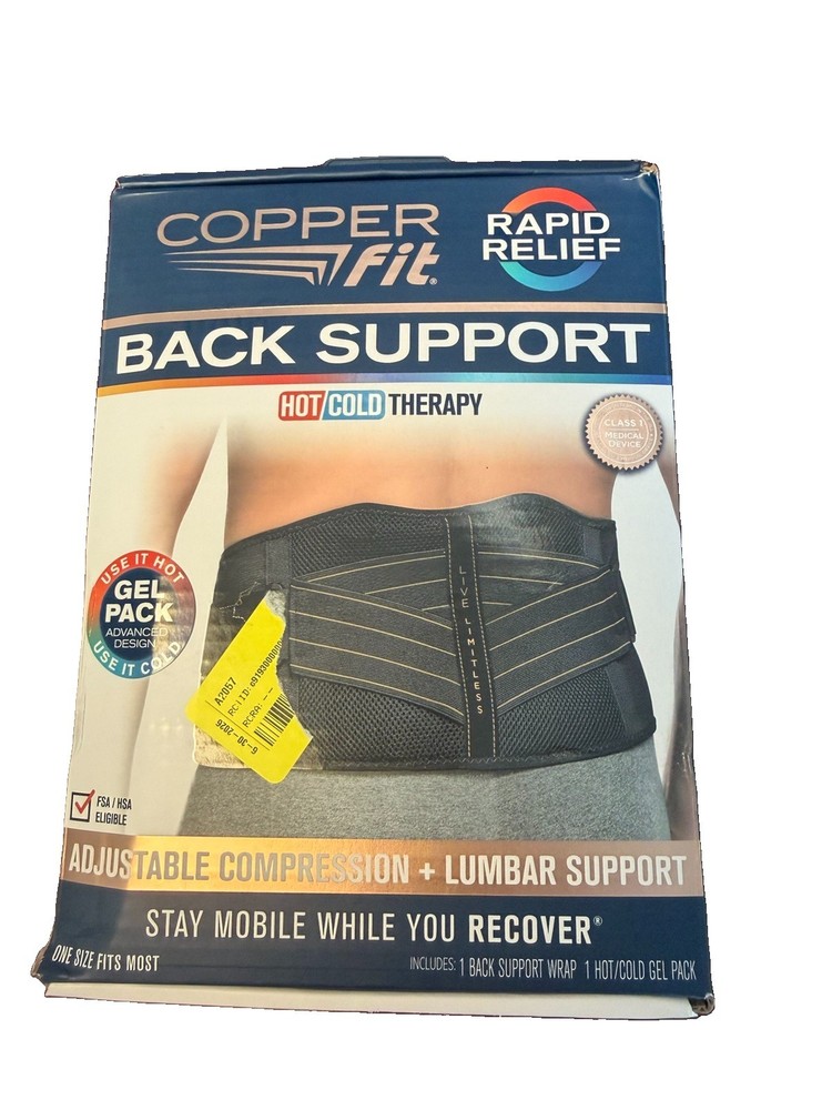 Copper Fit BACK SUPPORT Adjustable Compression+Lnmbar Support – Open Box