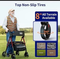 Rollator Walker 350lb,8″Wheels, Foldable Lightweight LOCAL sale CA.
