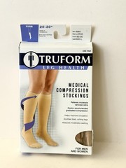 TRUFORM TRU TRUE FORM COMPRESSION STOCKINGS 20-30 mmHg LARGE BEIGE 8865